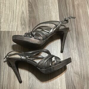 Adrianna Papell Silver Strappy Women's Heels
